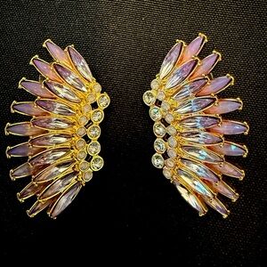 Elegant Gold and Purple Wing Earrings